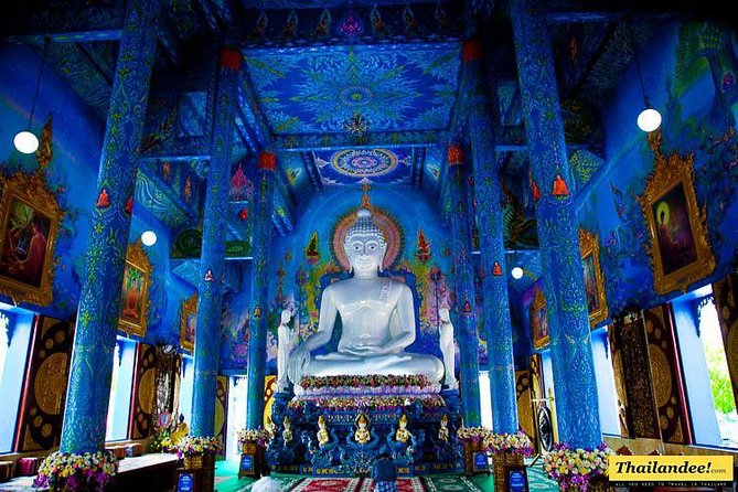 4 top temples in Chiangmai & Chiangrai. (Private day trip) - Stop 3: Wat Rong Suea Ten, sapphire-blue quiet with a big white Buddha