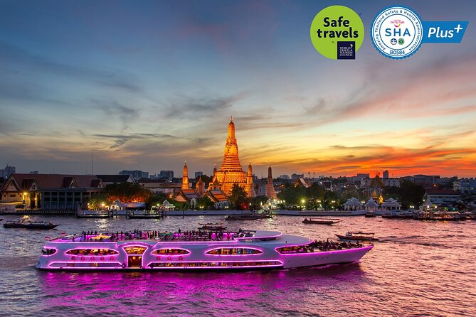 5 Star Luxury Bangkok Dinner Cruise On Wonderful Pearl Cruise - What You’ll See: Wat Arun, the Grand Palace, and Two Bridges