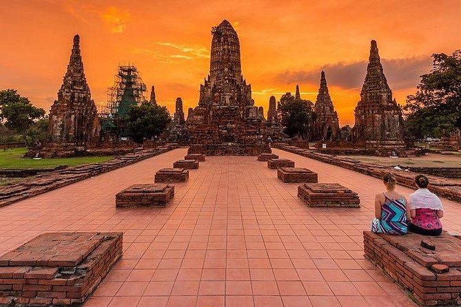 Afternoon Ayutthaya heritage site & River Boat Ride at Sunset - Wat Chaiwatthanaram: riverside symmetry and Khmer-style prang views
