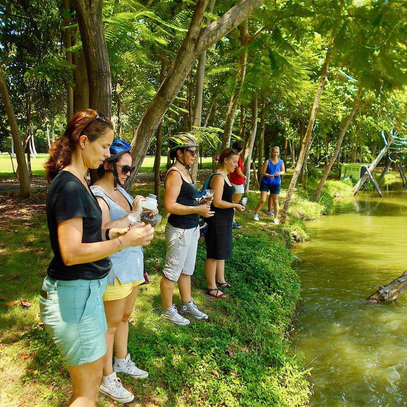 Bangkok green oasis guided bike tour with boat ride - Meeting at Wat Khlong Toei Nok Pier: Starting in a Real River Setting