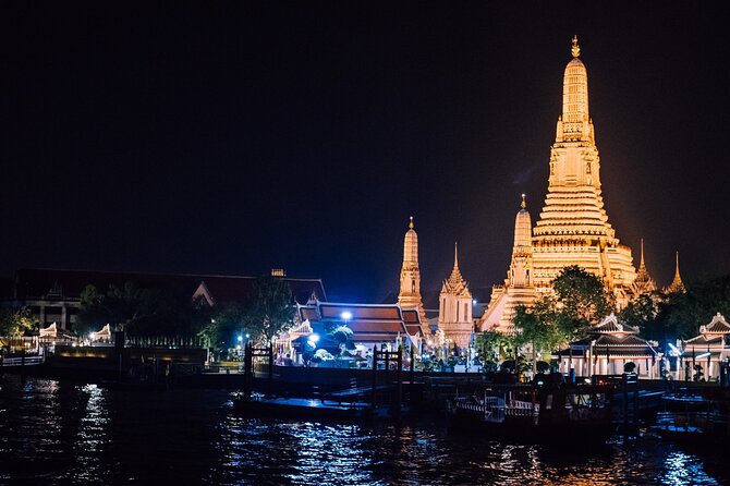 Bangkok Meridian Dinner Cruise from ICONSIAM - What You See From the Boat: Grand Palace Area and Wat Arun at Night
