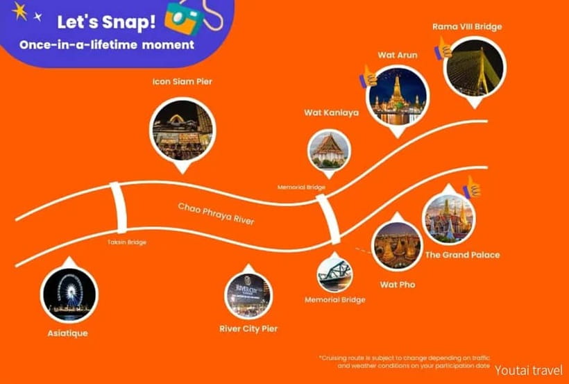Bangkok: Opulence Luxury River Dinner Cruise with Live Band - Wat Arun and the Grand Palace from three different deck moods