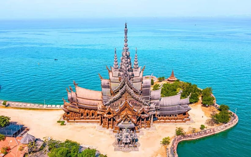 Bangkok: Pattaya Truth Sanctuary Guided Tour & Coral Island - Sanctuary of Truth: nail-free teak craftsmanship by the sea