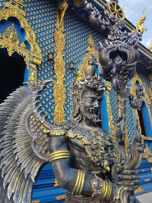 Chiang Mai: Chiang Rai Temples and Long-Neck Karen Village - Wat Rong Suea Ten Blue Temple: Deep Blue Tones With Gold Accents
