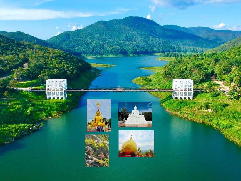 Chiang Mai: Sticky Waterfall scenic loop unseen lake &temple - Mae Kuang Dam and the hanging bridge: lakeside scenery with breathing room