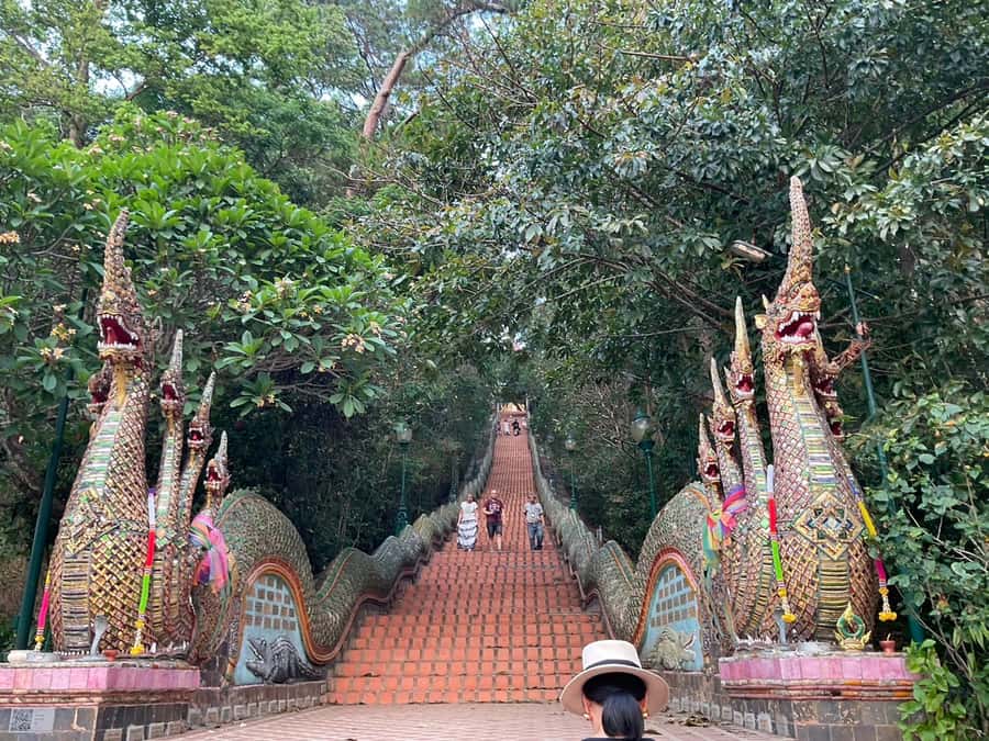 Chiang Mai: Wat Umong, Wat Pha Lat And Wat Doi Suthep Tour - Wat Phra That Doi Suthep: the 306 steps to the golden pagoda and a relic