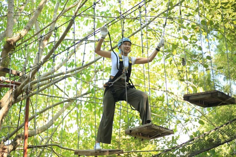 Chiang Mai: Zipline & High Rope without Lunch & Transfer - Feeding Fish and Sheep Plus a Playground for Kids