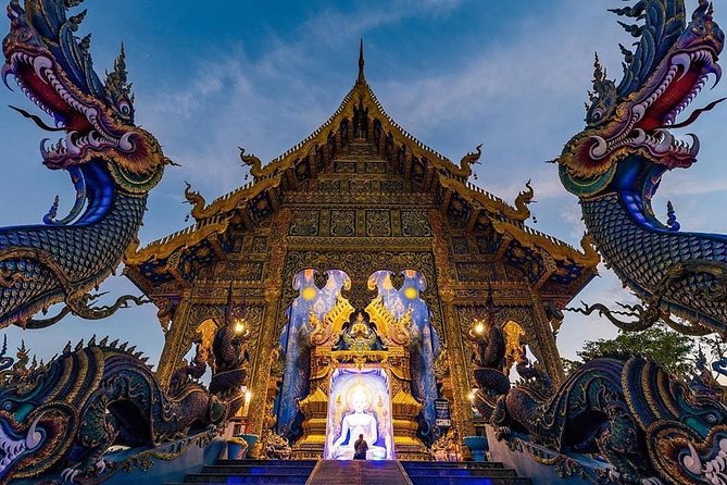 Chiang Rai Food & Night Market Walking Tour with Local Host - Wat Rong Seur Ten (Blue Temple): the night view you’ll remember