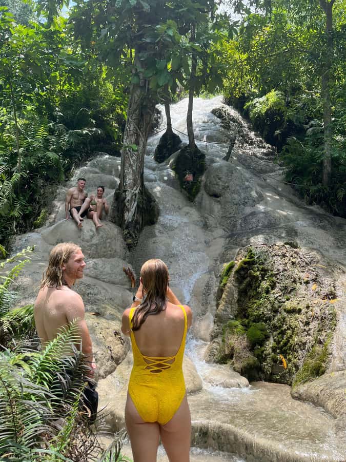 Chiangmai : Take care elephants+poopaper, sticky waterfalls - New Elephant Home: feeding, medicine balls, walking, and river bathing