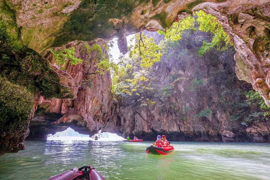 Explore Mangroves, James Bond Island, and Monkey Temple - Getting to the water: long-tail boat transfer to the canoe zone
