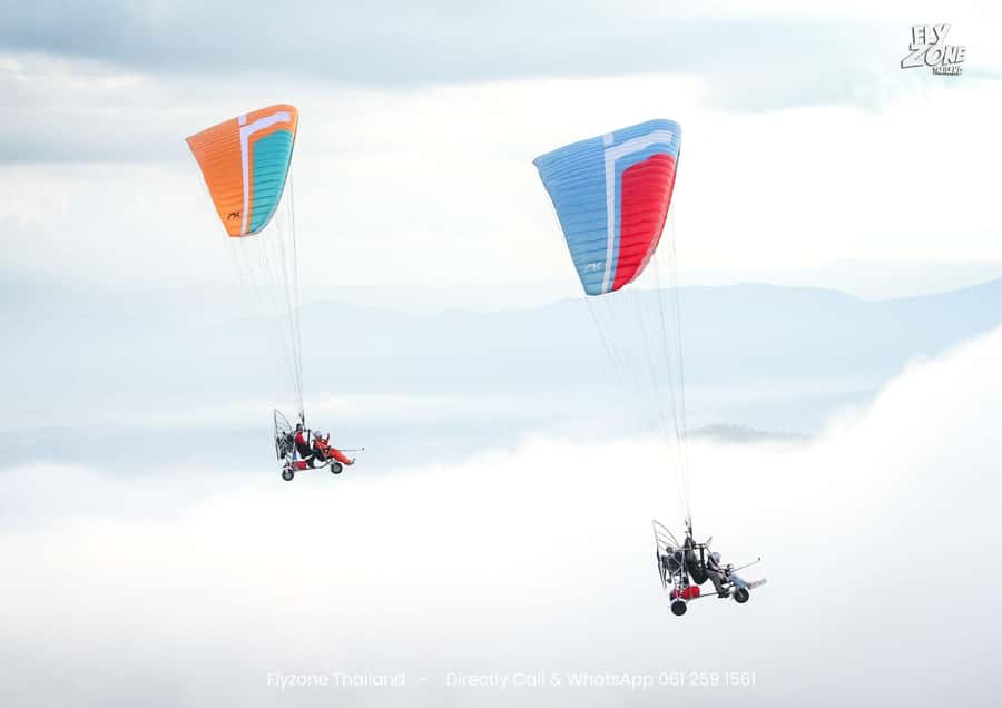 Flyzone Thailand Paramotor Chiang Mai - The views: rice fields, temples, and mountain ranges from above