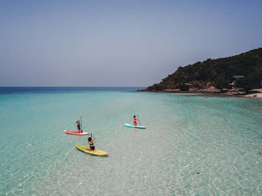 From Bangkok: Pattaya Island Trip with Drone Photos - Clear kayak and paddleboard: the included gear that makes the water time easy