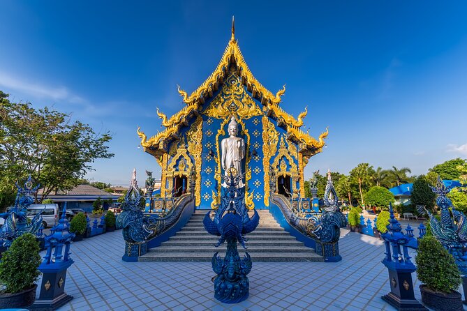Full Day Chiang Rai 3 Temples White, Blue,Big Bhudha Temples - Wat Rong Suea Ten (Blue Temple): Blue-and-Gold Details Plus Murals
