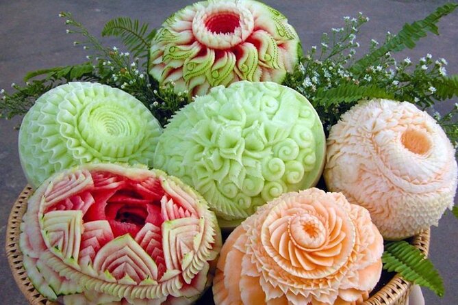 Half Day Professional Thai Fruit and Vegetable Carving Class - What You Make in 3 Hours: Flowers, Leaves, and Plate Garnish