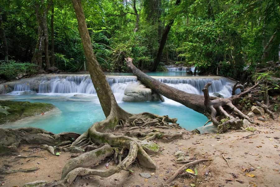 Kanchanaburi : Private River Kwai Bridge & Erawan Waterfall - Erawan Waterfall in Kanchanaburi: blue water and real swimming time