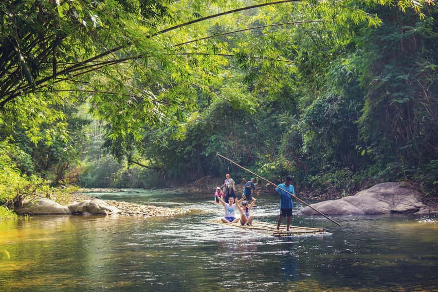 Khao Lak: Lampi Waterfall, Bamboo Rafting & Turtle Center - Bamboo Rafting at Kiang Koo Creek: Calm Water, Big Smiles