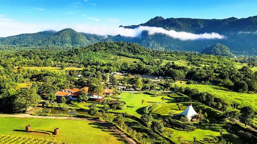 Khao Yai Vineyard Tasting Tour & Horse Farm Visit - PB Valley Khao Yai Winery tram tour: big acreage, clear guidance