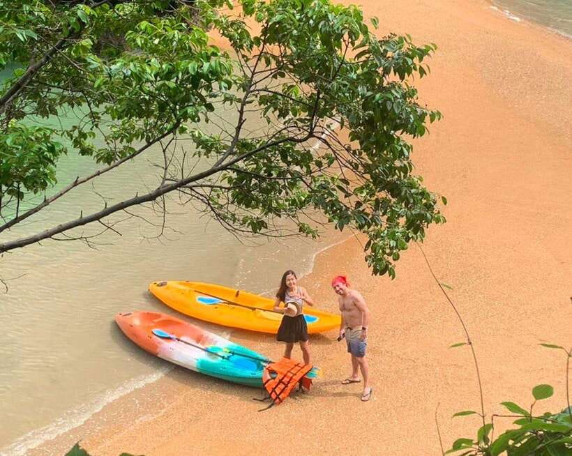 Ko Lanta: Kayak and Long-Tail Boat Nature and Wildlife Tour - Koh Talabeng kayaking: caves, calm coves, and the best swim potential