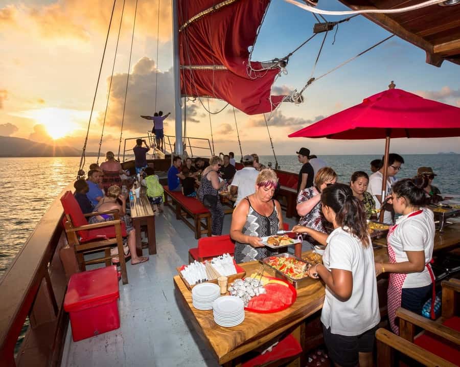 Koh Samui: Red Baron Romantic Sunset Dinner Cruise - Fishing Equipment on a Sunset Cruise: A Small Activity That Helps You Relax
