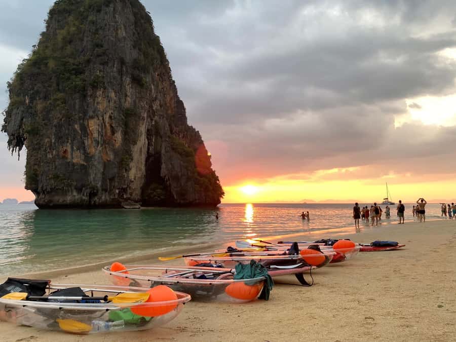 Krabi Railay & Phra Nang: Beach Kayak & Glow Plankton Tour - Phra Nang Cave and Happy Island: Sightseeing Meets Wading Time