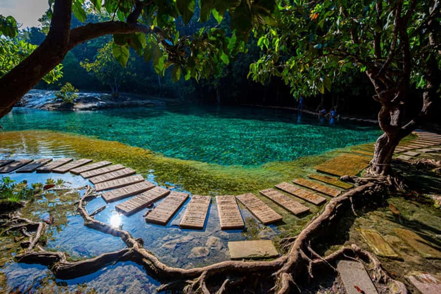 Krabi Tiger cave , emerald pool, hosspring waterfall jungle - Lunch: included, convenient, and usually the calm break you need