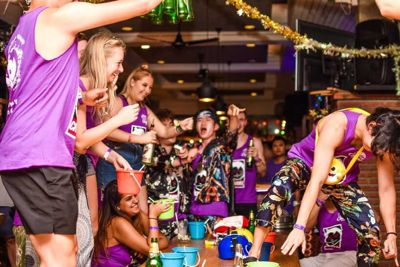 Mad Monkey Bangkok Pub Crawl - 12:00 AM Bucket Bar finale: party into the early hours