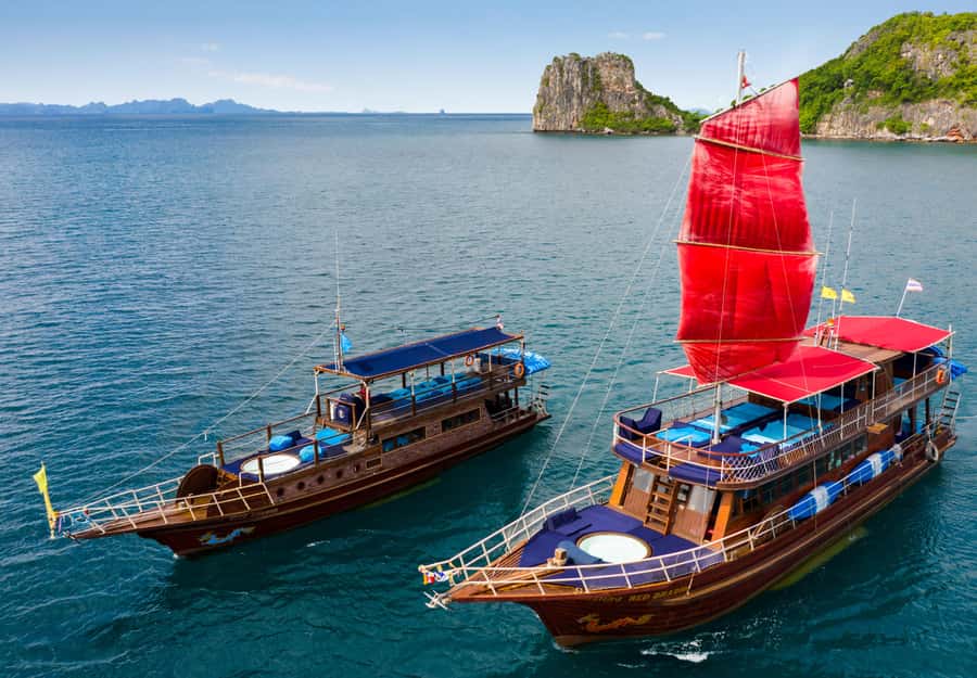 Mu Ko Ang Thong: Private Day Charter in Classic Thai Yacht - The Red and Blue Dragon yachts: privacy, comfort, and a real onboard setup