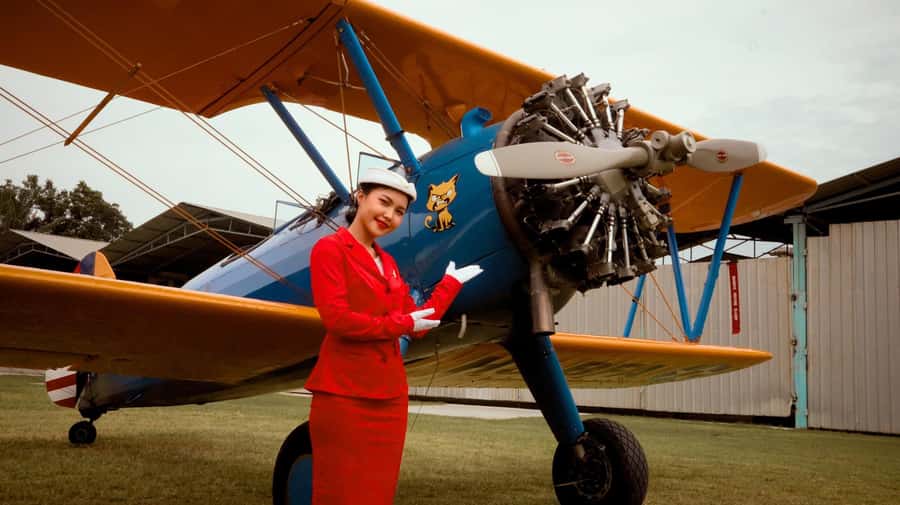 Pattaya: 1940 Boeing Stearman Flight Experience - Stepping into a 1940 Stearman over Pattaya