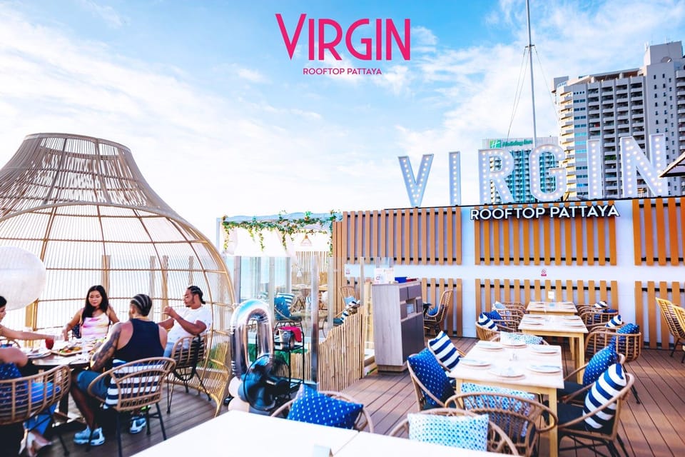 Pattaya: Virgin Rooftop - Views Over Pattaya: City Skyline and Ocean From a Rooftop Setting