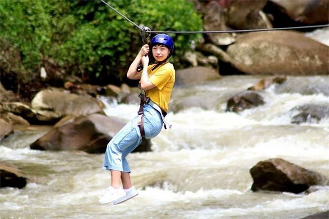 Phang Nga Tour with White Water Rafting and Zipline - Zipline Flying Fox 150 m through the forest