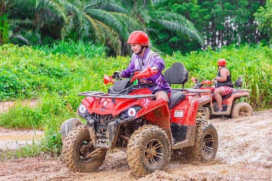 Phuket: Bamboo Rafting 5KM + ATV 30MIN with Adv Raft Option - Flying fox (1 platform): the quick adrenaline break