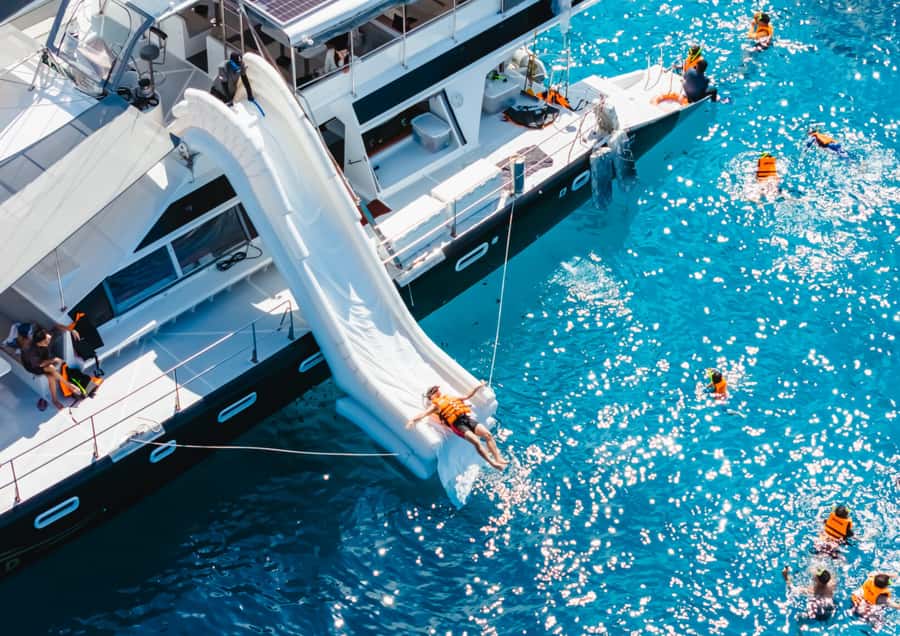 Phuket: Coral, Racha, Promthep Island Party Catamaran trip - Water sports at the beach: fun options, but confirm what’s really available
