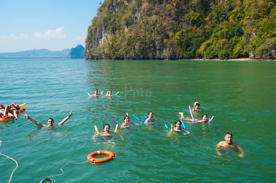 Phuket: James Bond Day Tour and Canoeing by Big Boat - Swim stop in clear lagoons: when the day slows down