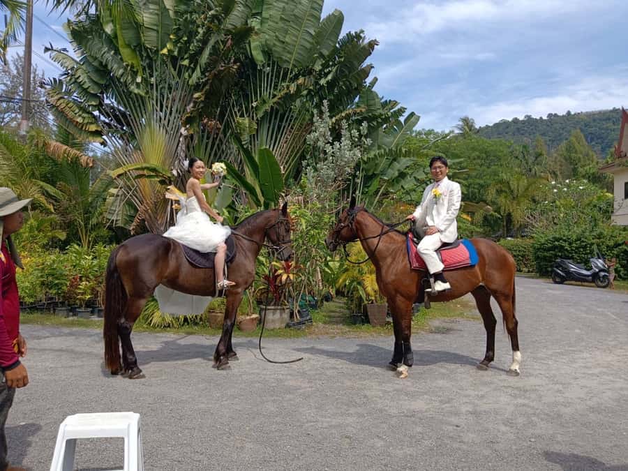 Phuket: Kamala Beach Horse Riding Activity - Riding out to Kamala Beach: coconut trees, white sand, and Andaman views