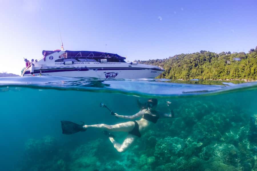 Phuket/Khao Lak: Speedboat Snorkel Tour to Similan Islands - Ko Bangu snorkeling: shorter swim, sea fans and coral outcrops