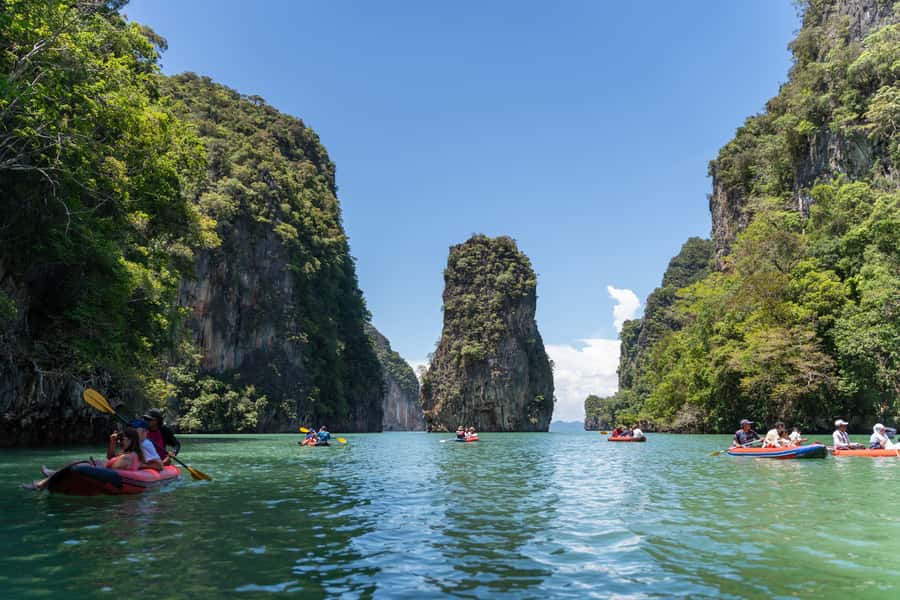 Phuket: Phang Nga Bay Lunch and Dinner Sunset Party Cruise - James Bond Island: a short visit built for photos