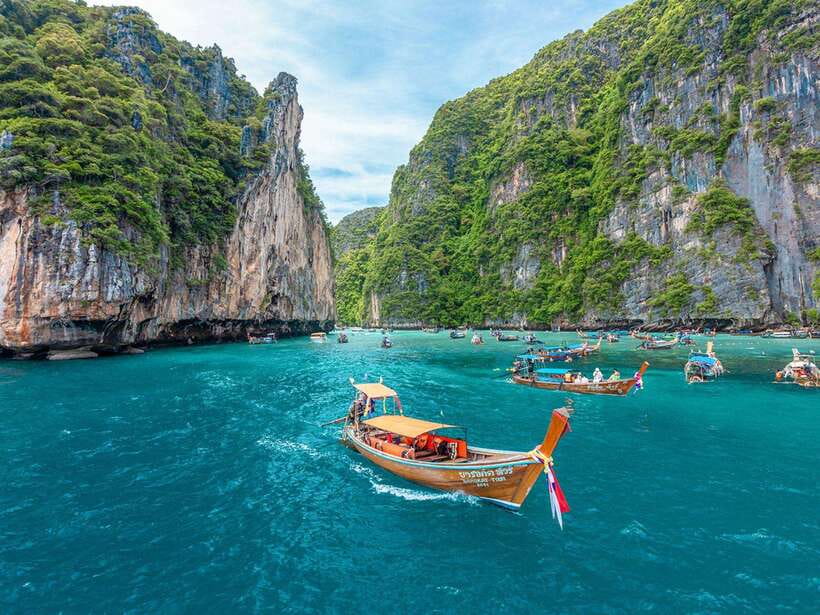 Phuket: Phi Phi, Maya and Khai Or Bamboo Island by Catamaran - Maya Bay: movie-famous scenery with real restrictions and big crowds
