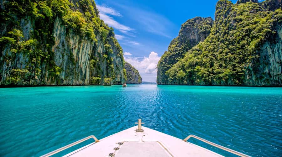Premium Trip From Phuket: Phi Phi, Maya Bay & Khai Islands - Speedboat ride to Phi Phi Leh: cliffs first, questions later