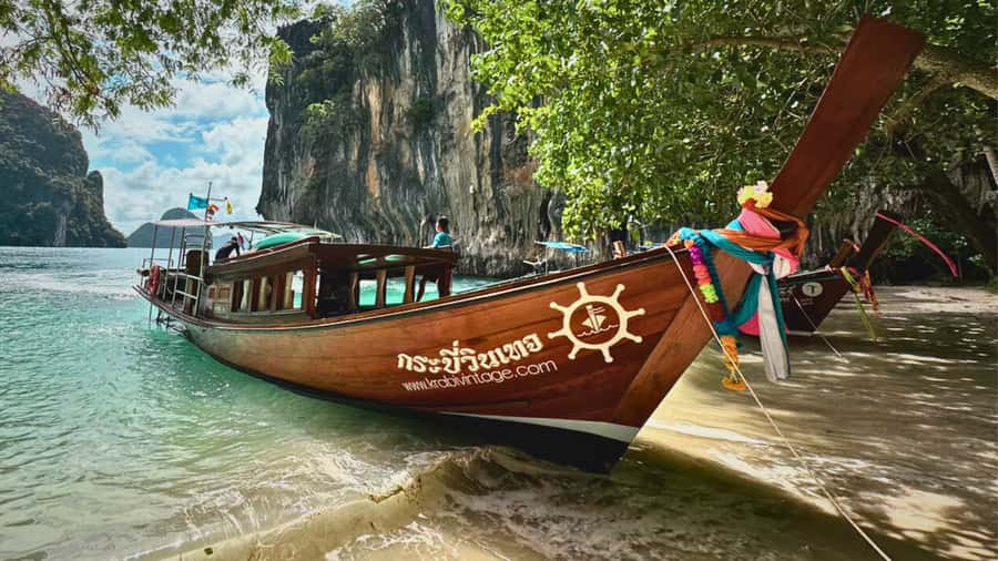 Private Krabi Sunrise to Hong Islands by Luxury Vintage Boat - Sliding Into Hong Lagoon Through The Narrow Passage