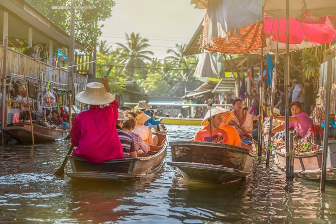 Private Tour: Amphawa Floating Market & Maeklong Railway Market - Wat Bang Kung: banyan shade, old Buddha, and a temple zoo