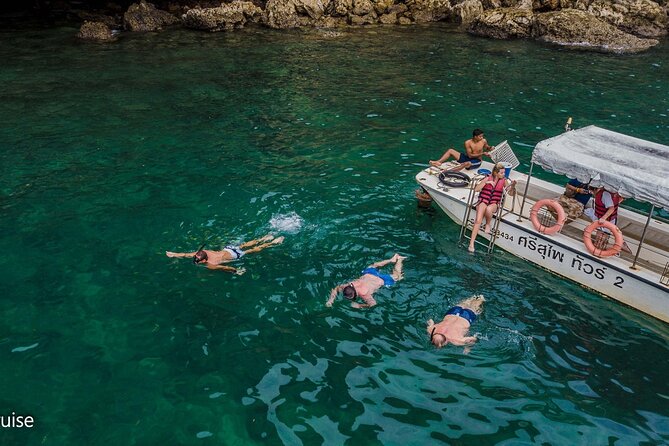 Sunset Dinner Cruise with night Swimming by Luxury Junk Boat - Pirate Beach plus the cruise-by scenery: Chicken Island and Tub Island