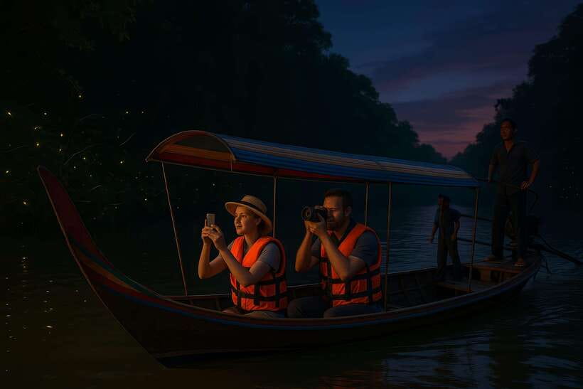 Twilight Firefly Bangkok Bicycle Tour - Thai Dinner on the Riverside: Skyline Views and Real Thai Comfort Food